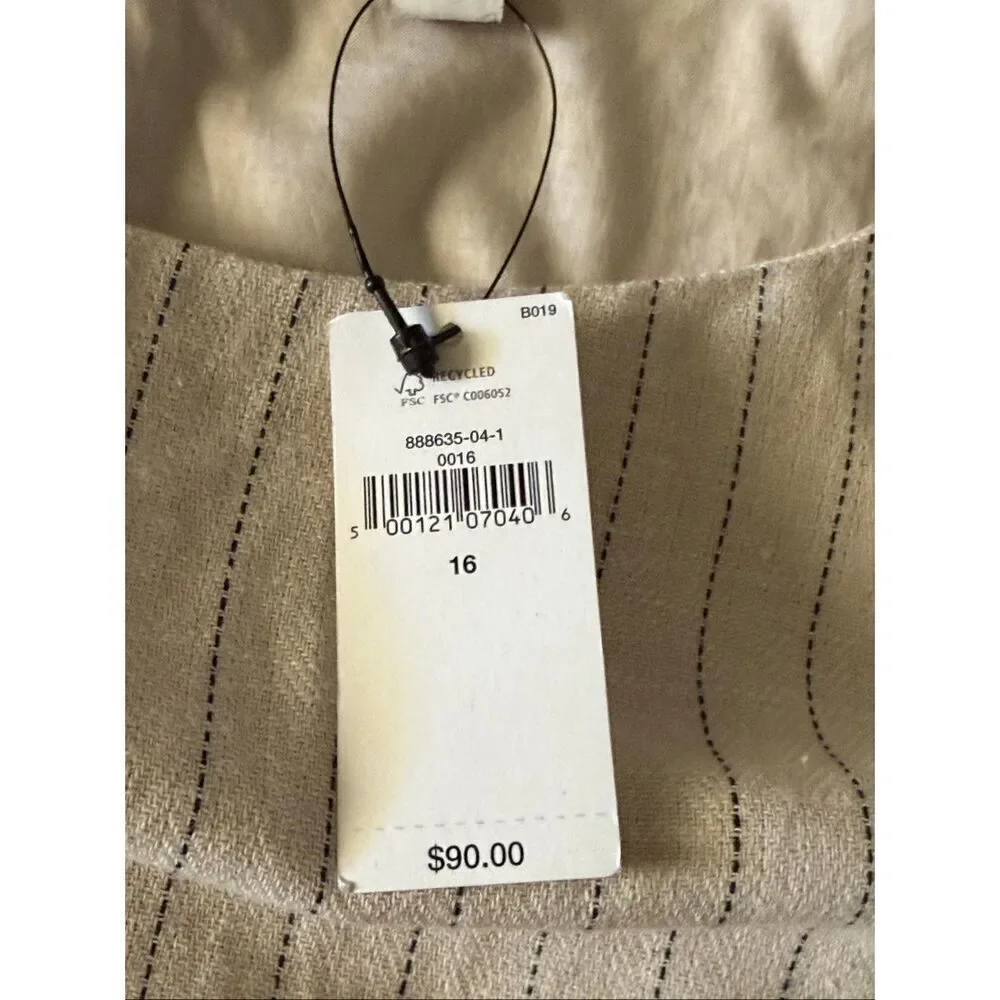 NWT •	Banana Republic Linen Blend Pinstripe Sheath Dress Women’s 16